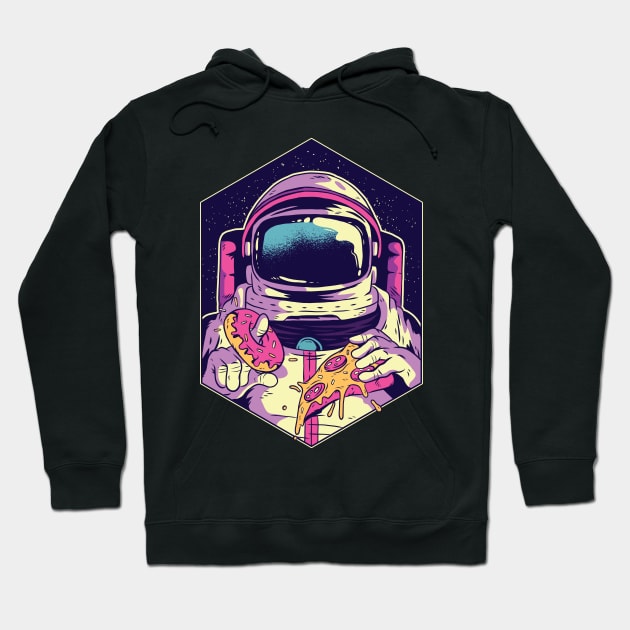 Astronaut eating Donut and Pizza Hoodie by madeinchorley